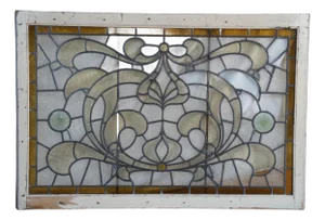 Antique Victorian Leaded Stained Glass Neoclassical Architectural Window