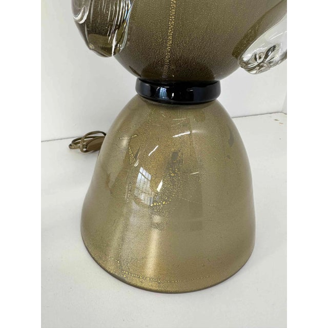 Art Deco Italian Grey and Gold Leaf Murano Glass Vase Lamps, 2000s, Set of 2 For Sale - Image 6 of 11