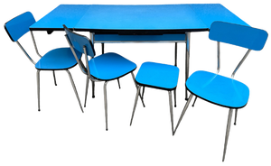 Blue Formica Table & Chairs from Jafae, 1960s, Set of 5