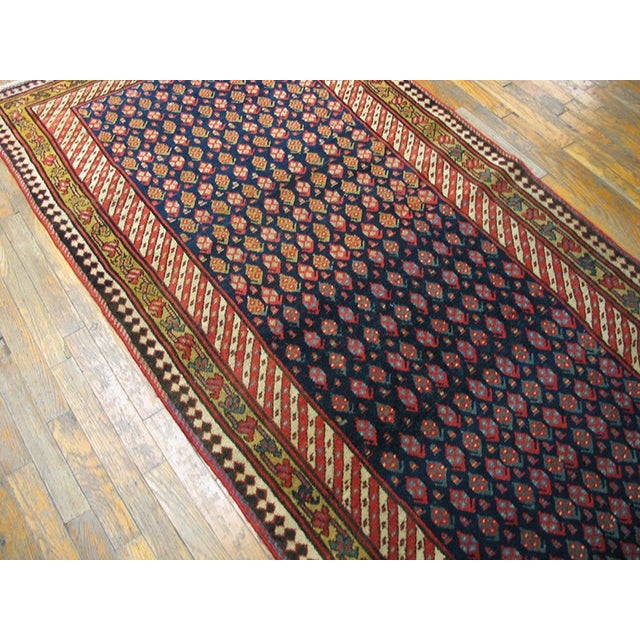 1890s Blue Navy Geometric Antique n.w. Persian Rug 4' X 9'9" Handknotted Wool Carpet For Sale - Image 4 of 5