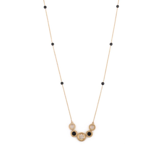 Unique Black Onyx and Diamond Chain Necklaces in 14k Solid Yellow Gold For Sale - Image 4 of 8