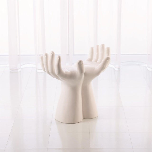 Studio A Deft Hands White Ceramic Stool Great Condition, NYC apartment staple