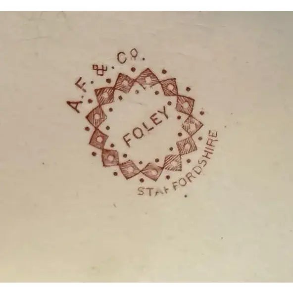 Antique Victorian Aesthetic Movement a.f. Foley Staffordshire Transferware Covered Vegetable Dish - Stoke on Trent England For Sale - Image 6 of 6