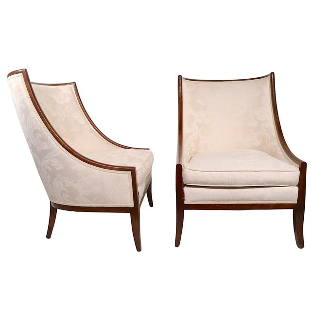 Mid 20th Century Pr. High Style High Back Gondola Scoop Chairs For Sale - Image 12 of 14