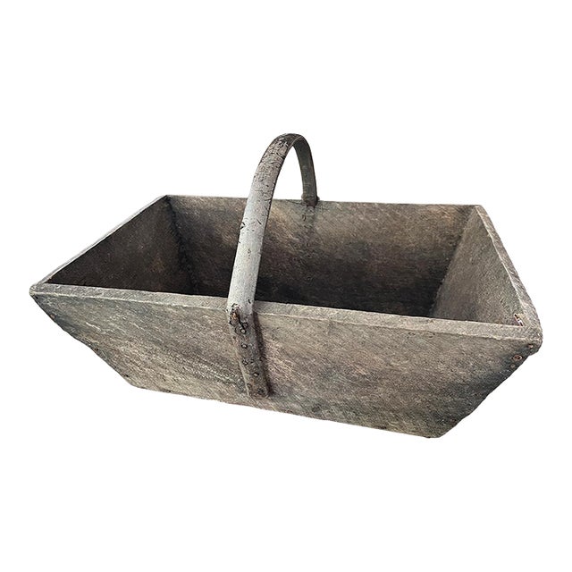 Large French Grape-Picking Wooden Basket For Sale