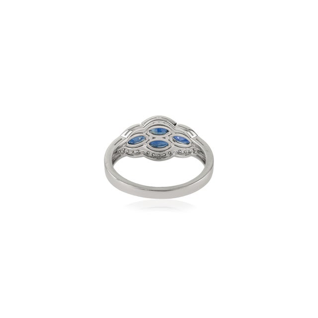 Metal Certified 1.62 Ct Blue Sapphire & Diamond Art Deco Ring Size 7 in 14k Gold For Sale - Image 7 of 14