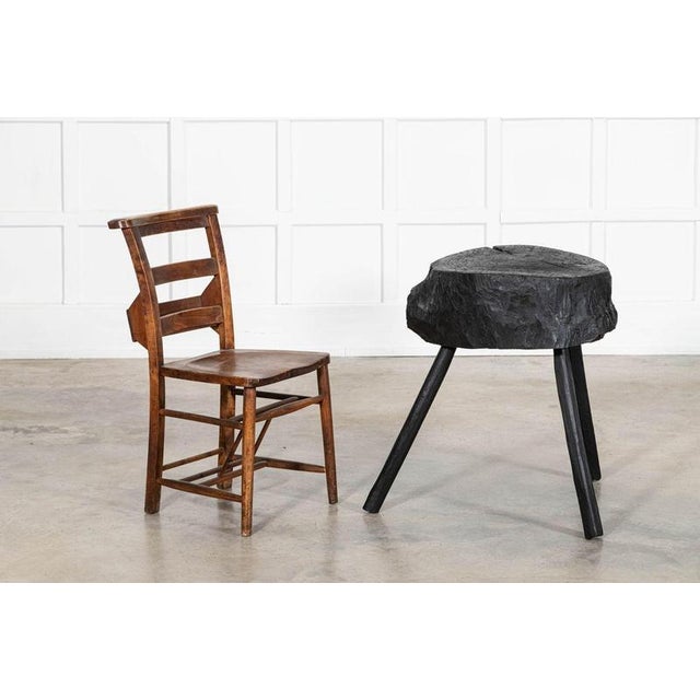 19th Century French Ebonised Vernacular Elm Chopping Block Table For Sale - Image 3 of 12