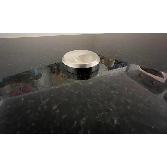 1980s Postmodern Black Granite Triangle Coffee Table From 80's For Sale - Image 5 of 11
