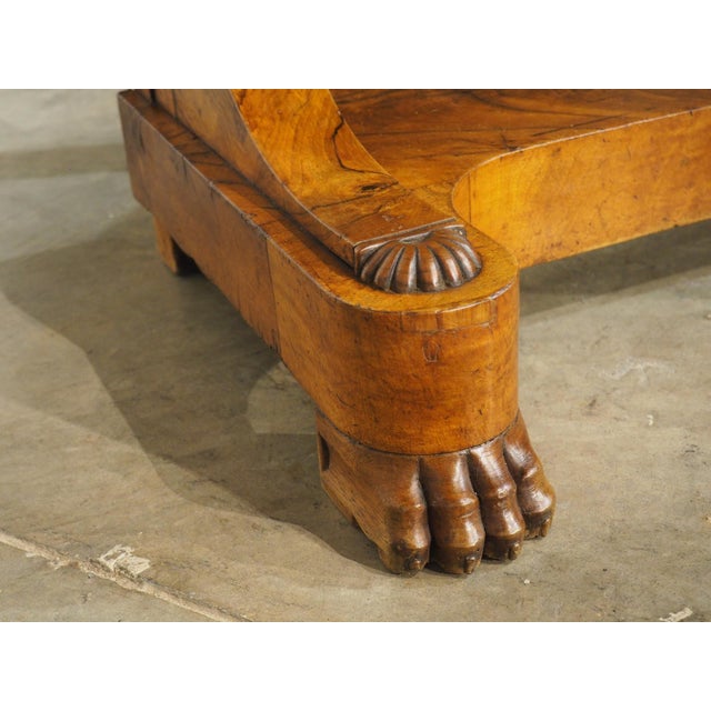 More information coming soon… A beautiful console table in walnut, topped with a one-inch-thick marble top. The walnut has...