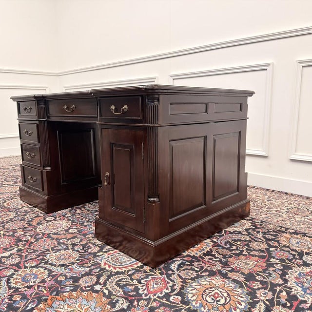 English Chesterfield Partner Desk For Sale - Image 6 of 18