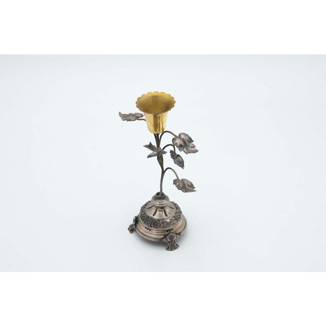 Silver Toothpick Holder with Golden Chalice For Sale - Image 4 of 4
