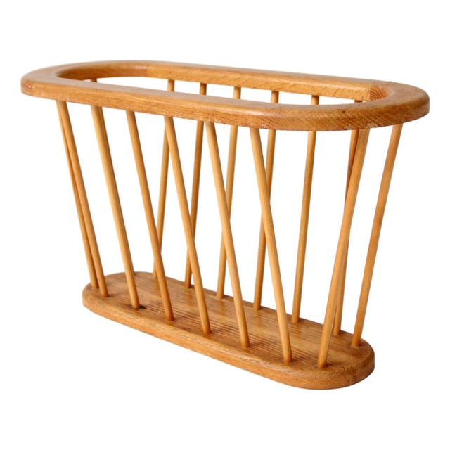 Mid-Century Wood Magazine Rack For Sale