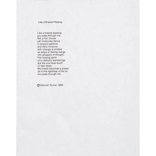 Deborah Rumer "Like a Breeze Passing" Print and Poem 1997 For Sale - Image 4 of 5