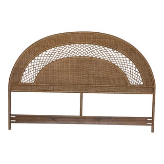 Vintage Coastal Wicker King Headboard For Sale
