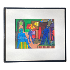 Vintage Molly Schiff 1970s Watercolor Painting, Framed