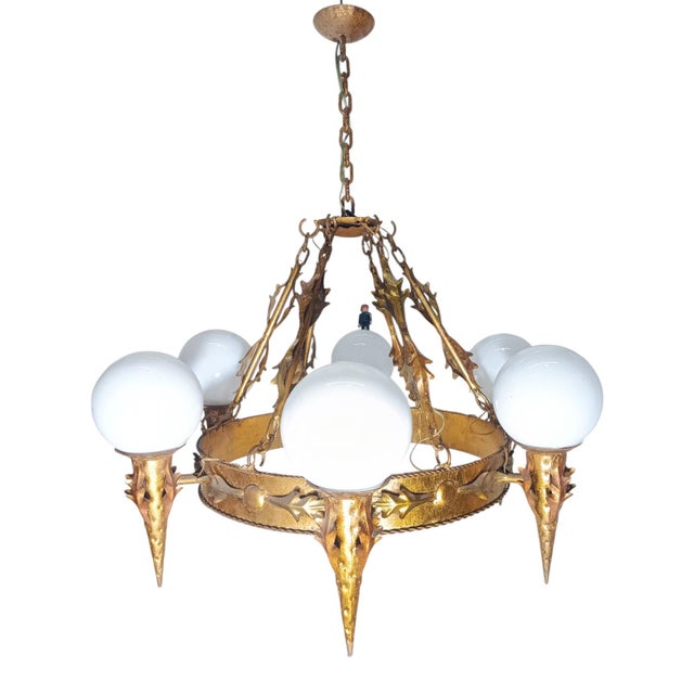 Art Deco Hanging Lamp, 1950s For Sale - Image 9 of 11