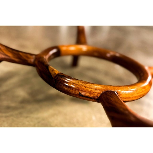 Round Coffee Table in Caviúna Wood & Glass by Giuseppe Scapinelli, Brazil, 1950s For Sale - Image 10 of 16
