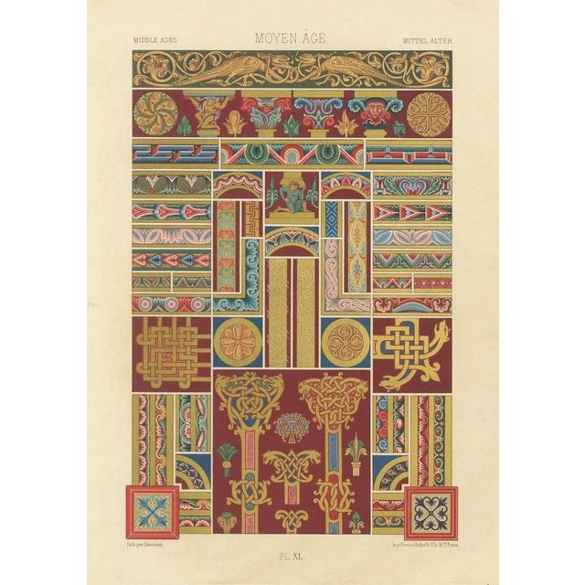 After Racinet, Middle Ages Decorative Ornament Rich Romanesque Borders & Motifs, 1869, Print For Sale - Image 6 of 10