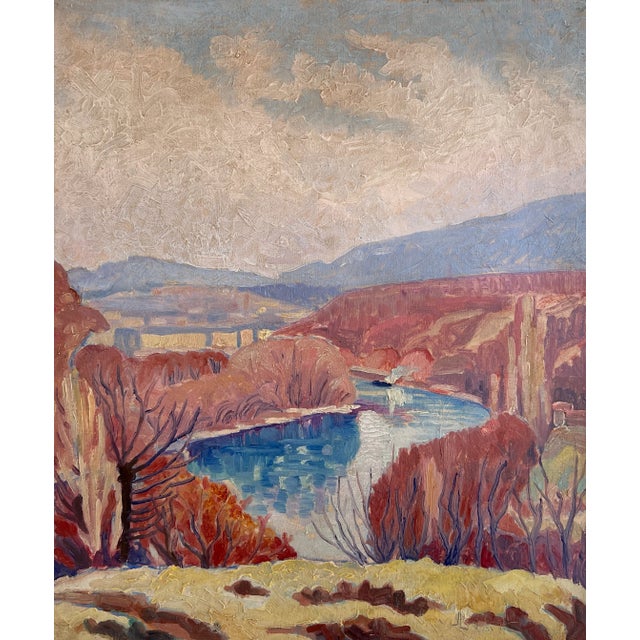 A. Augsburger, La Boucle du Rhône, Geneve, Oil on Canvas For Sale - Image 11 of 11