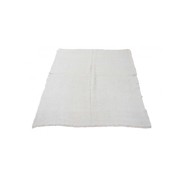 Modern White Vintage Modern Hemp Kilim Rug - 5`4" X 8`0" For Sale - Image 3 of 6