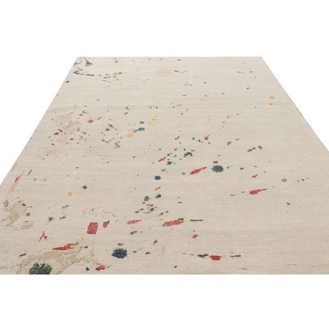 2010s Rug & Kilim’s Modern Distressed Art Rug in White With Colorful Abstract Patterns For Sale - Image 5 of 7