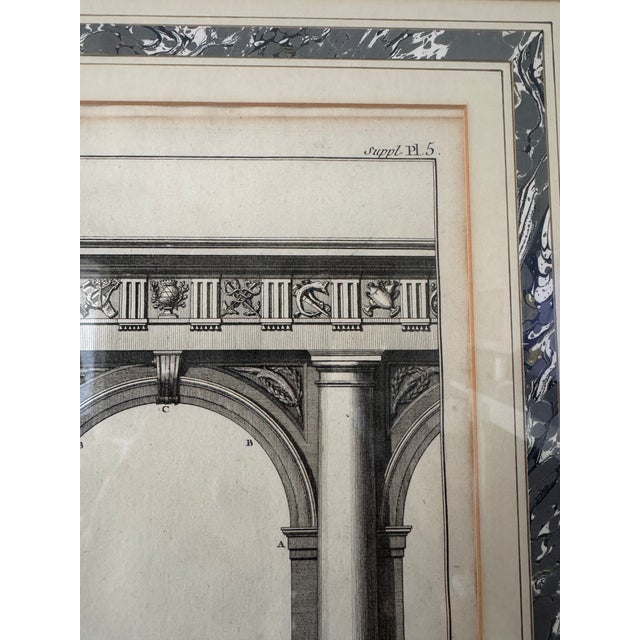 18th Century Antique Architectural Engraving “Architecture” – Classical Arch & Column Study – Framed For Sale - Image 5 of 5