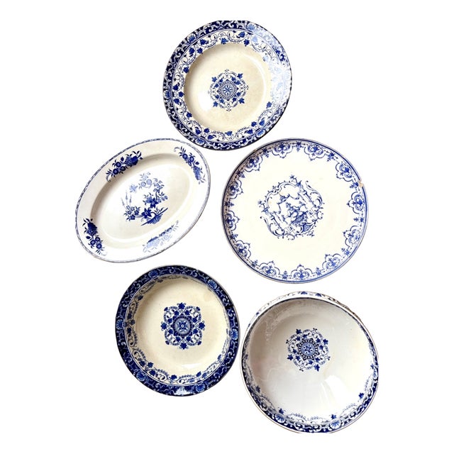 Large Antique Plates, Late 19th-Early 20th Century, Set of 5 For Sale