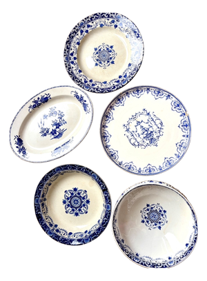Large Antique Plates, Late 19th-Early 20th Century, Set of 5