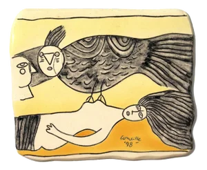 Corneille, Figurative Relief, 1998, Ceramic