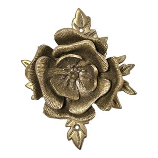 Vintage Magnolia Flower Door Knocker – Hollywood Regency Rose Entry Hardware, Solid Brass For Sale