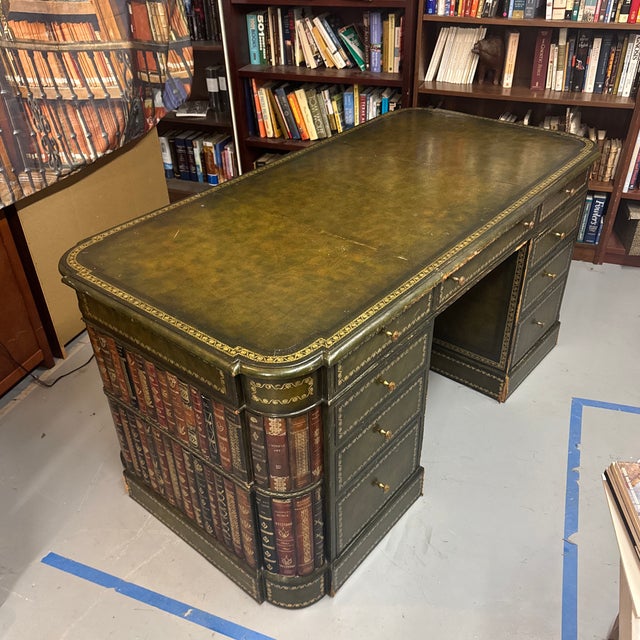 1990s Vintage Maitland-Smith “Library of Books” Partner’s Desk For Sale - Image 5 of 7