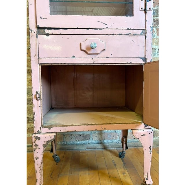 Vintage Pastel Pink Industrial Medical Rolling Cabinet For Sale - Image 14 of 17