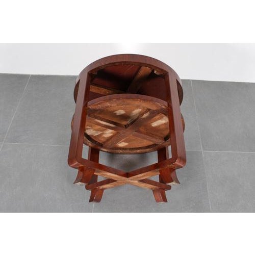 Art Deco Circular Side Table in Bentwood and Pink Mirrored Glass, Italy, 1930s For Sale - Image 10 of 15