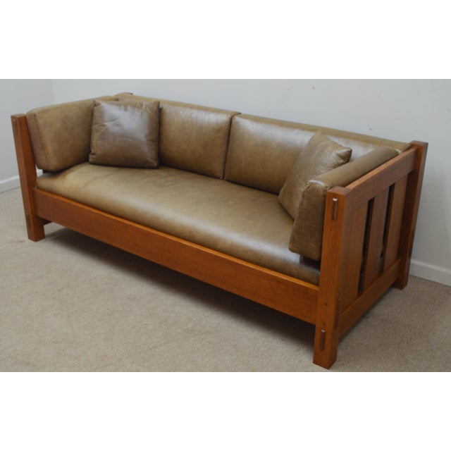 Stickley Mission Oak Leather Sofa Chairish