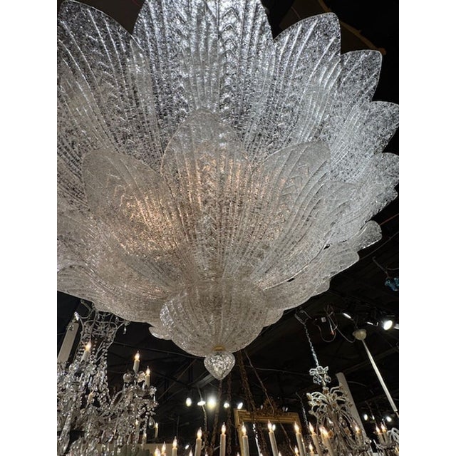 Modern Murano Glass Two Tiered Flush Mount Chandelier For Sale - Image 3 of 6