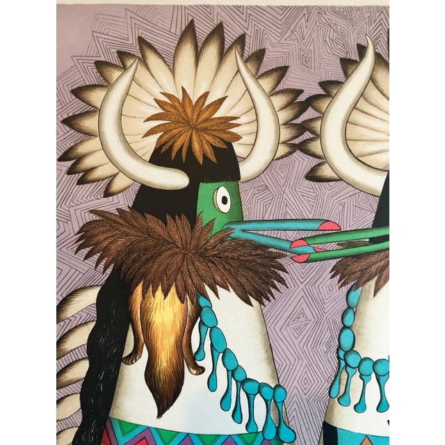 Contemporary Alice Asmar, Shalako Dancer, Native American Indian Lithograph California Woman Artist, 1980 For Sale - Image 3 of 7