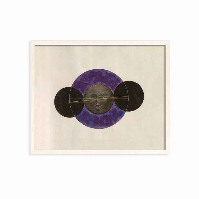 Antique Celestial With Moon Face and Medieval Purple - 30" X 24" For Sale - Image 4 of 7