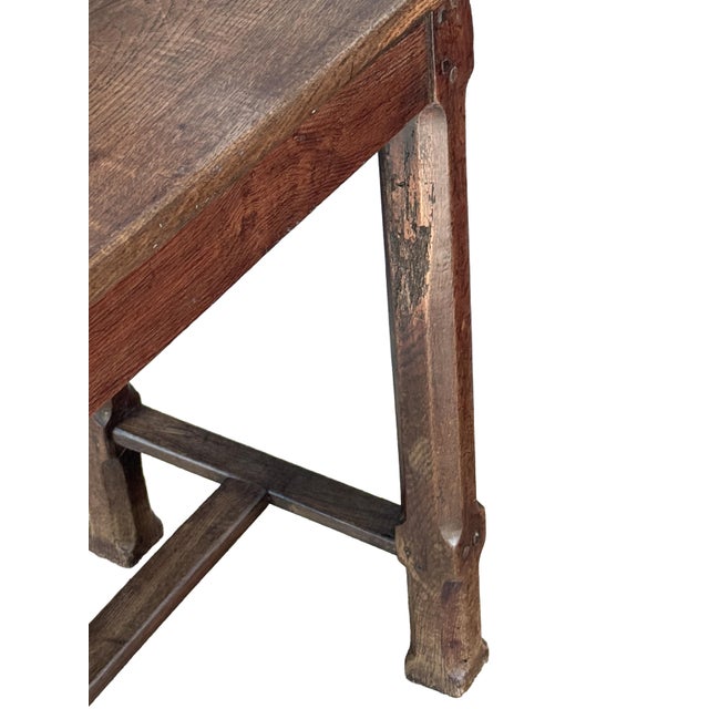 Brown French Hall Table or Console Server of Oak With Stretcher Base For Sale - Image 8 of 11