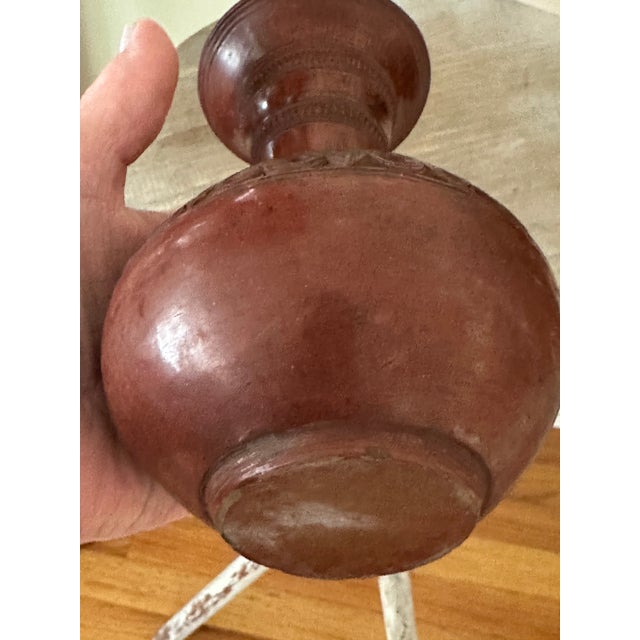 Mediterranean 19th C Ottoman Terracotta Water Filter Vessel - Antique Tophane Islamic Redware Ceramic Qulla Jug For Sale - Image 3 of 11