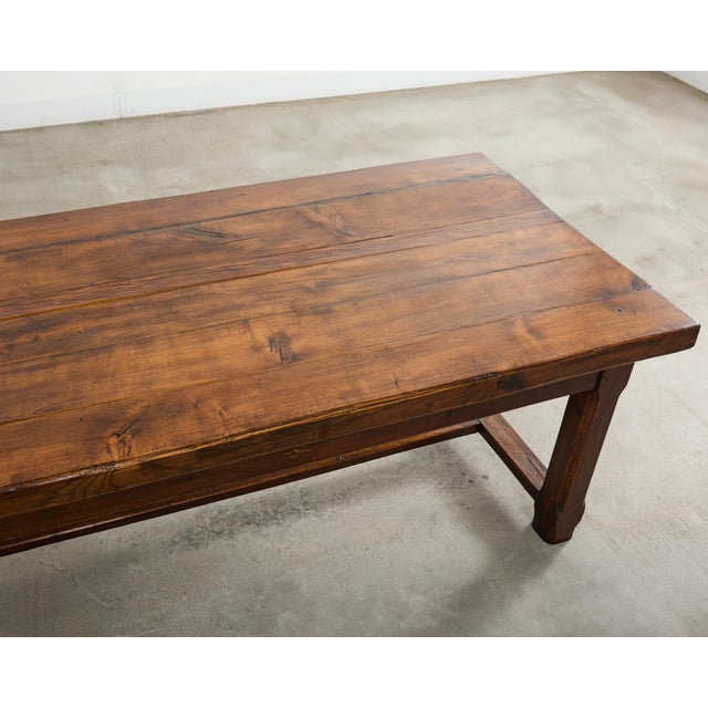 19th Century Country French Oak Farmhouse Trestle Table 9.5 Ft For Sale - Image 9 of 18