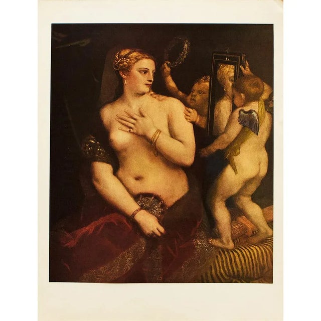 An excellent large vintage full-color reproduction print of painting "Venus With a Mirror" by Titian. Comes from a First...