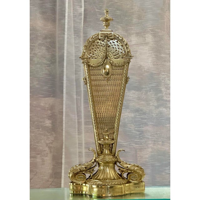 Early 20th Century Antique English Brass Folding Fireplace Peacock Screen For Sale - Image 5 of 12