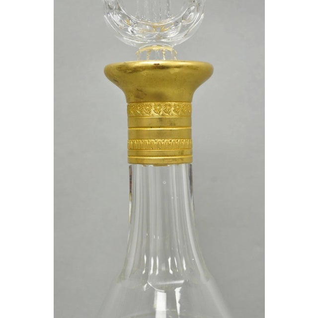 Vintage French Baccarat Style Bronze Swan & Cut Crystal Glass Liquor Decanter For Sale - Image 18 of 18