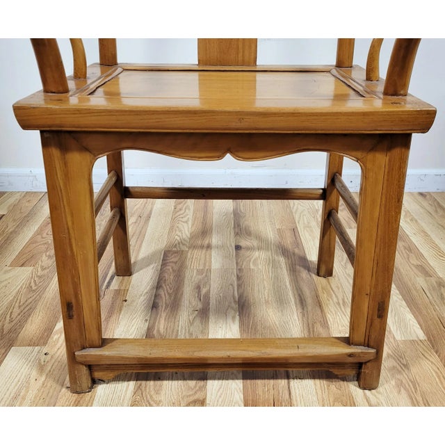 Chinese Early 19th C Carved Elm Wood Yoke Chair Armchair For Sale - Image 14 of 15