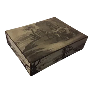 Antique 18th Century Belgian Grand Tour Lacquer Paint Decorated Wood Jewelry Trinket Box
