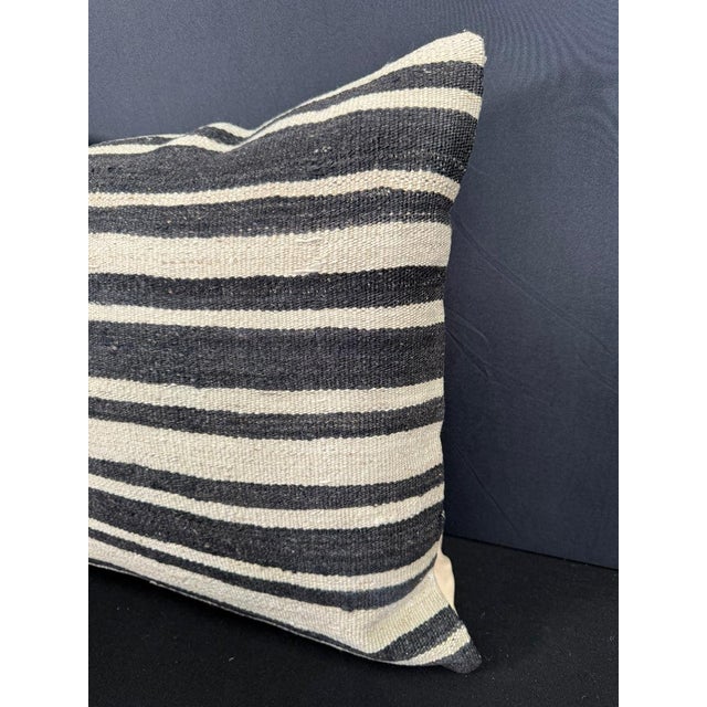 Contemporary Turkish Hemp Pillow Cushion Natural Beige Black Cushion Cover 20"x20" For Sale - Image 3 of 4