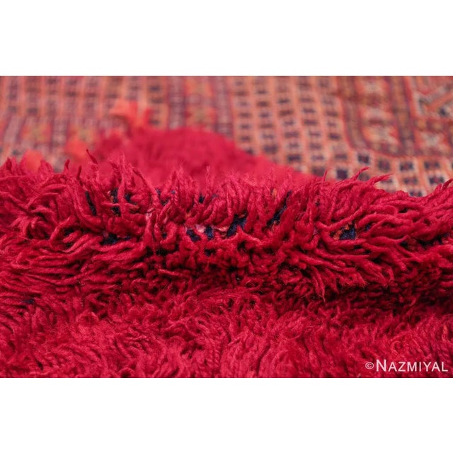 Red Nazmiyal Collection Vintage Double Sided Shaggy Red Moroccan Berber Rug For Sale - Image 8 of 11