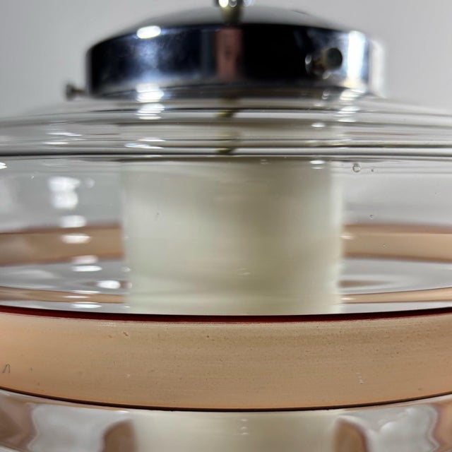 Scandinavian Beehive Pendant Lamp in Glass and Steel, Sweden, 1930s For Sale - Image 9 of 13