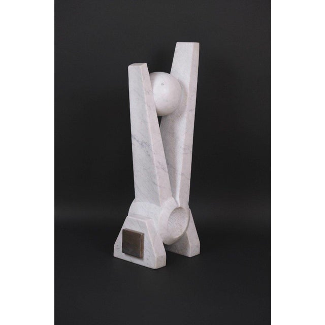 Hugo Verheyen, New Europe Sculpture, 1970s, Carrara Marble and Steel For Sale - Image 11 of 12