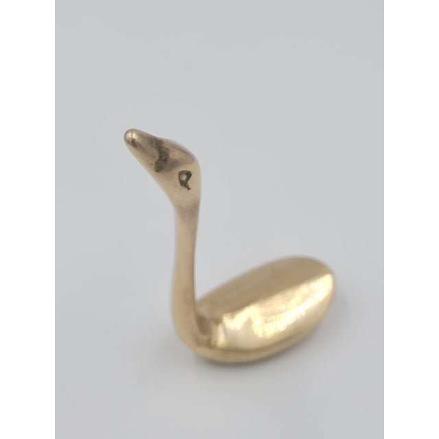 Mid 20th Century Solid Brass Swan Figurine For Sale - Image 10 of 11
